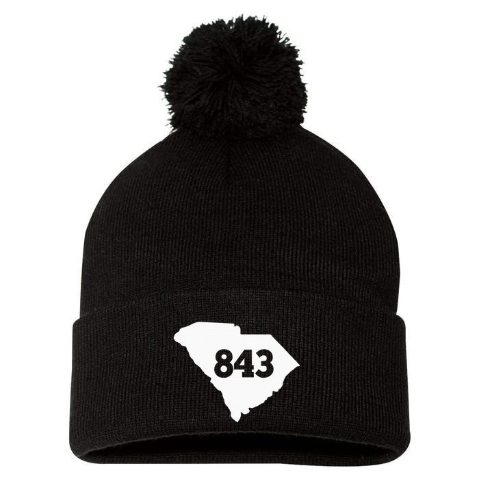 South Carolina 843 Area Code Pom Pom 12in Knit Beanie