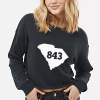 South Carolina 843 Area Code Cropped Pullover Crew