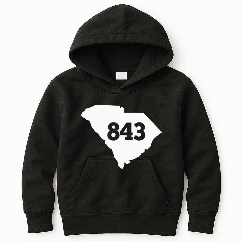 South Carolina 843 Area Code Kids Hoodie