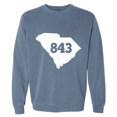 South Carolina 843 Area Code Garment-Dyed Sweatshirt