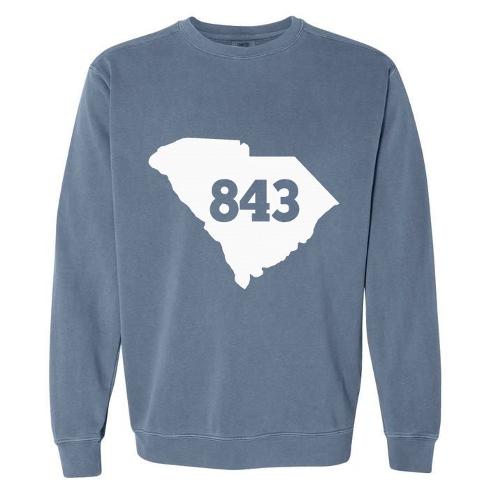 South Carolina 843 Area Code Garment-Dyed Sweatshirt
