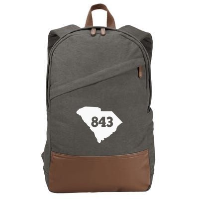 South Carolina 843 Area Code Cotton Canvas Backpack