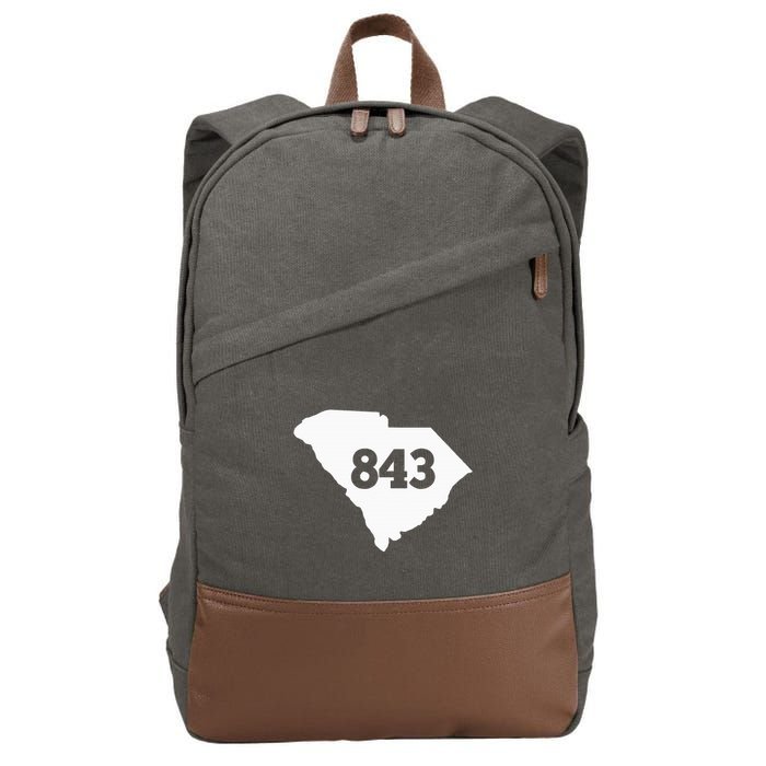 South Carolina 843 Area Code Cotton Canvas Backpack