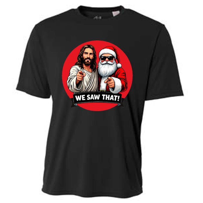 Santa Claus And Jesus Christ I Saw That Funny Christian Meme Cooling Performance Crew T-Shirt