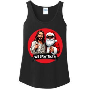 Santa Claus And Jesus Christ I Saw That Funny Christian Meme Ladies Essential Tank