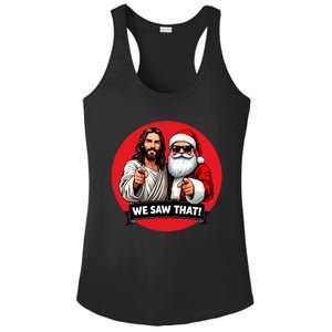 Santa Claus And Jesus Christ I Saw That Funny Christian Meme Ladies PosiCharge Competitor Racerback Tank