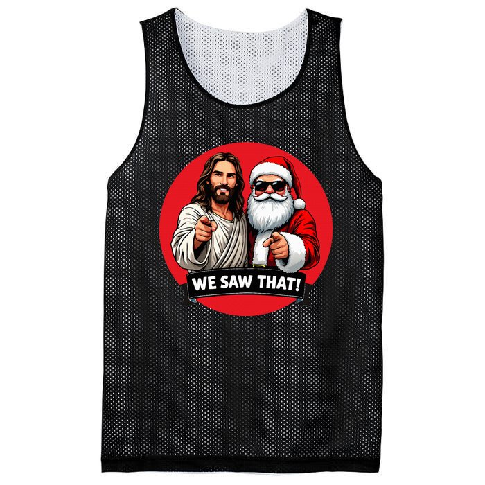 Santa Claus And Jesus Christ I Saw That Funny Christian Meme Mesh Reversible Basketball Jersey Tank