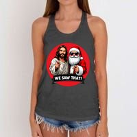 Santa Claus And Jesus Christ I Saw That Funny Christian Meme Women's Knotted Racerback Tank