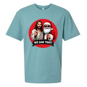 Santa Claus And Jesus Christ I Saw That Funny Christian Meme Sueded Cloud Jersey T-Shirt