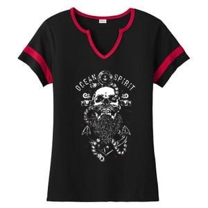 Skull Captain Anchor Ladies Halftime Notch Neck Tee