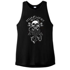 Skull Captain Anchor Ladies PosiCharge Tri-Blend Wicking Tank