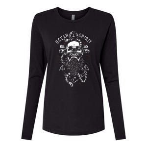 Skull Captain Anchor Womens Cotton Relaxed Long Sleeve T-Shirt