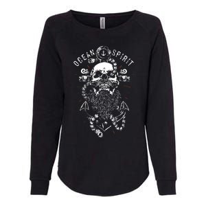 Skull Captain Anchor Womens California Wash Sweatshirt