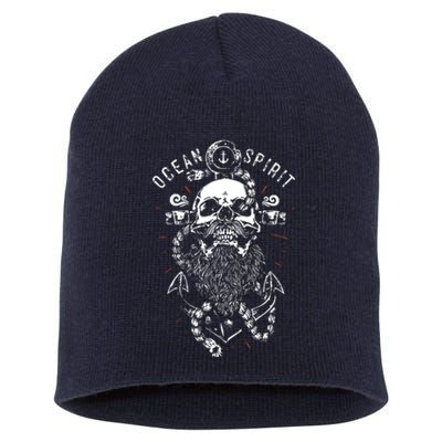 Skull Captain Anchor Short Acrylic Beanie