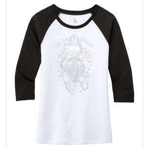 Skull Captain Anchor Women's Tri-Blend 3/4-Sleeve Raglan Shirt