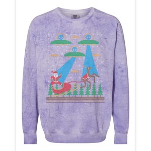 Santa Claus Alien Invasion Space Ufo Ugly Christmas Sweater Colorblast Crewneck Sweatshirt