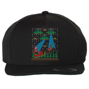 Santa Claus Alien Invasion Space Ufo Ugly Christmas Sweater Wool Snapback Cap