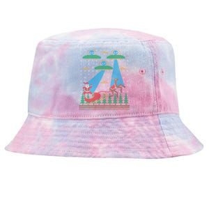 Santa Claus Alien Invasion Space Ufo Ugly Christmas Sweater Tie-Dyed Bucket Hat