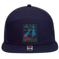 Santa Claus Alien Invasion Space Ufo Ugly Christmas Sweater 7 Panel Mesh Trucker Snapback Hat