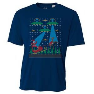 Santa Claus Alien Invasion Space Ufo Ugly Christmas Sweater Cooling Performance Crew T-Shirt