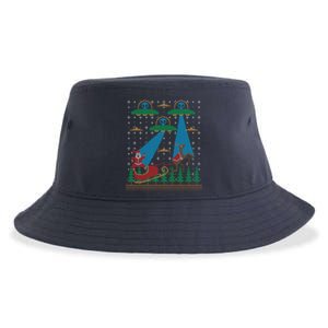 Santa Claus Alien Invasion Space Ufo Ugly Christmas Sweater Sustainable Bucket Hat