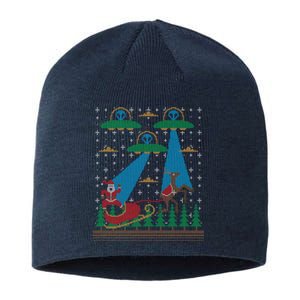 Santa Claus Alien Invasion Space Ufo Ugly Christmas Sweater Sustainable Beanie