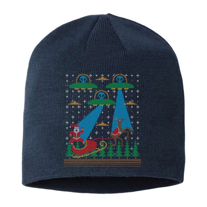 Santa Claus Alien Invasion Space Ufo Ugly Christmas Sweater Sustainable Beanie