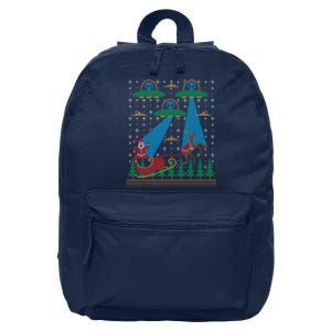 Santa Claus Alien Invasion Space Ufo Ugly Christmas Sweater 16 in Basic Backpack