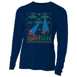 Santa Claus Alien Invasion Space Ufo Ugly Christmas Sweater Cooling Performance Long Sleeve Crew