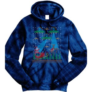 Santa Claus Alien Invasion Space Ufo Ugly Christmas Sweater Tie Dye Hoodie