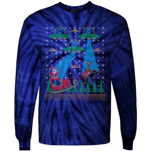 Santa Claus Alien Invasion Space Ufo Ugly Christmas Sweater Tie-Dye Long Sleeve Shirt