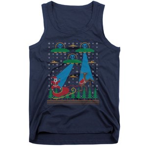 Santa Claus Alien Invasion Space Ufo Ugly Christmas Sweater Tank Top