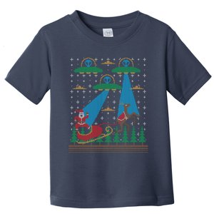 Santa Claus Alien Invasion Space Ufo Ugly Christmas Sweater Toddler T-Shirt