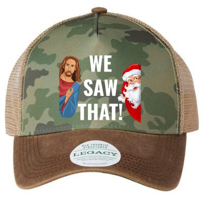 Santa Claus And Jesus Christ I Saw That Funny Christian Meme Gift Legacy Tie Dye Trucker Hat