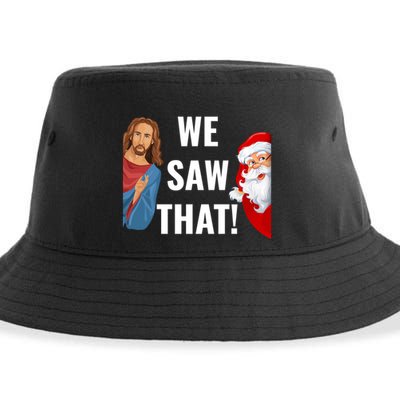 Santa Claus And Jesus Christ I Saw That Funny Christian Meme Gift Sustainable Bucket Hat