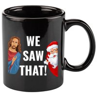 Santa Claus And Jesus Christ I Saw That Funny Christian Meme Gift 11oz C Handle Ceramic Mug