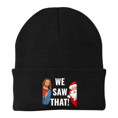 Santa Claus And Jesus Christ I Saw That Funny Christian Meme Gift Beanie