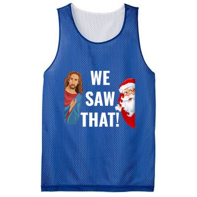 Santa Claus And Jesus Christ I Saw That Funny Christian Meme Gift Mesh Reversible Basketball Jersey Tank