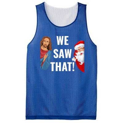 Santa Claus And Jesus Christ I Saw That Funny Christian Meme Gift Mesh Reversible Basketball Jersey Tank