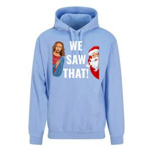 Santa Claus And Jesus Christ I Saw That Funny Christian Meme Gift Unisex Surf Hoodie