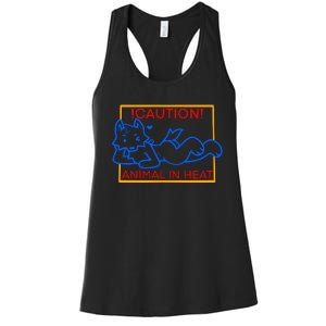 Steak Caution Animal In Heat Women's Racerback Tank