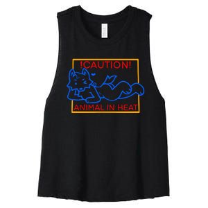 Steak Caution Animal In Heat Women's Racerback Cropped Tank