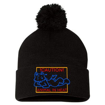 Steak Caution Animal In Heat Pom Pom 12in Knit Beanie