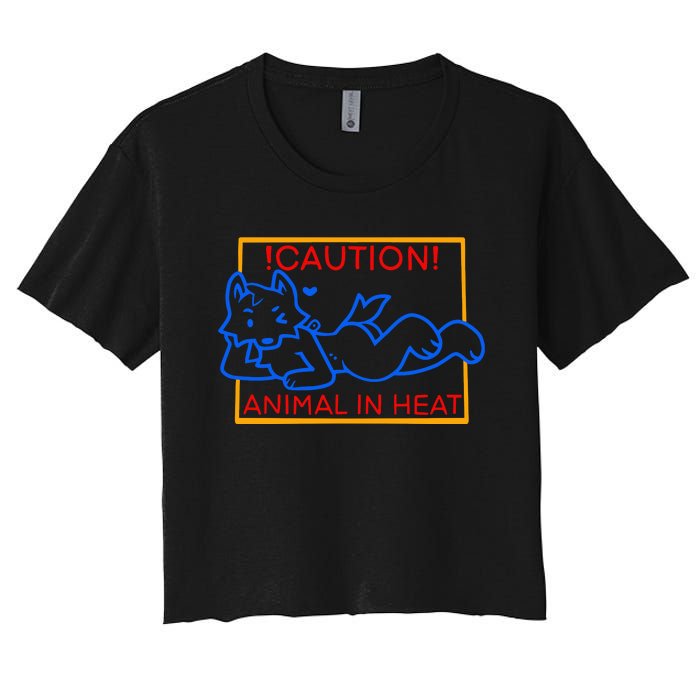 Steak Caution Animal In Heat Women's Crop Top Tee