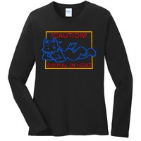 Steak Caution Animal In Heat Ladies Long Sleeve Shirt