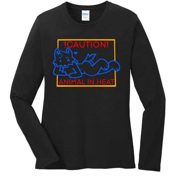 Steak Caution Animal In Heat Ladies Long Sleeve Shirt