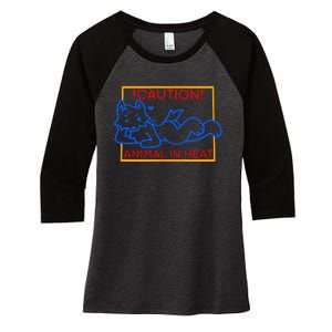 Steak Caution Animal In Heat Women's Tri-Blend 3/4-Sleeve Raglan Shirt