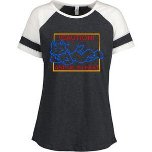 Steak Caution Animal In Heat Enza Ladies Jersey Colorblock Tee