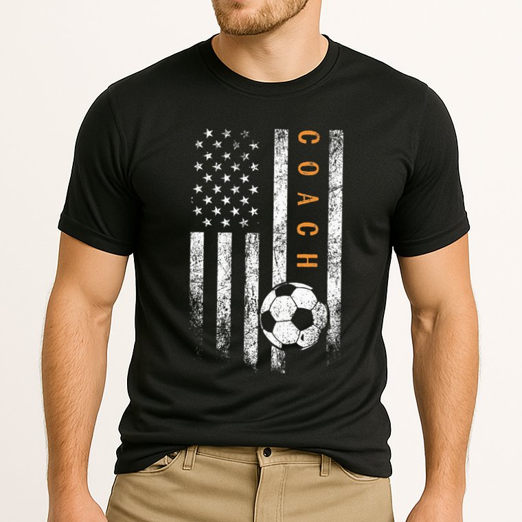 Soccer Coach American Flag Design Soccer Trainer Coaching Cooling Performance Crew T-Shirt