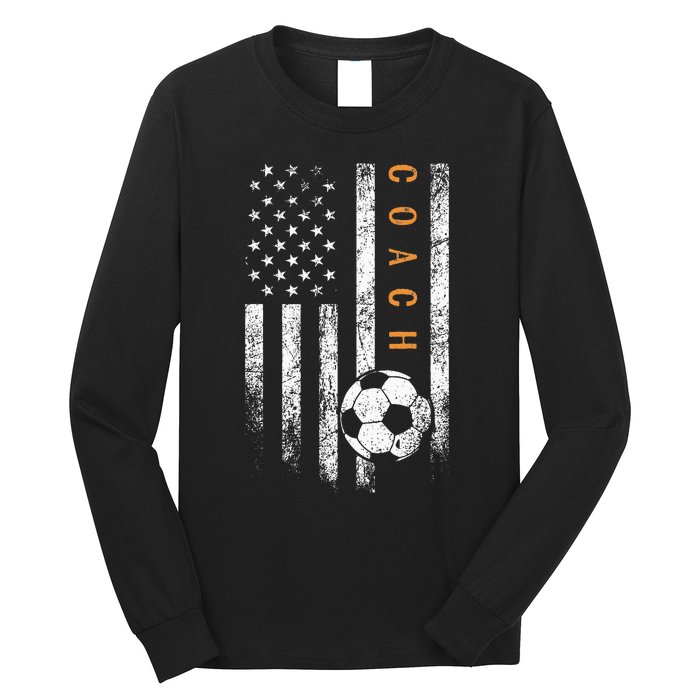 Soccer Coach American Flag Design Soccer Trainer Coaching Long Sleeve Shirt